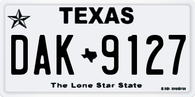 TX license plate DAK9127