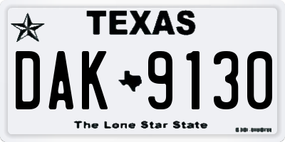 TX license plate DAK9130