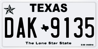 TX license plate DAK9135