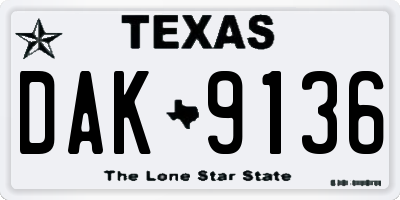 TX license plate DAK9136