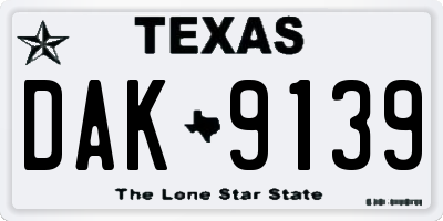 TX license plate DAK9139