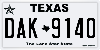 TX license plate DAK9140