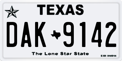 TX license plate DAK9142