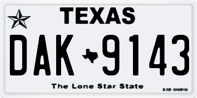 TX license plate DAK9143