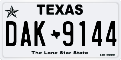 TX license plate DAK9144