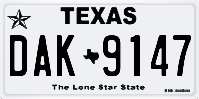 TX license plate DAK9147