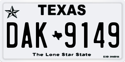 TX license plate DAK9149