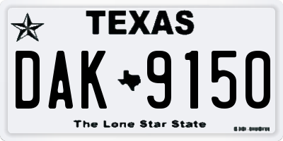 TX license plate DAK9150