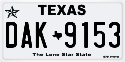 TX license plate DAK9153