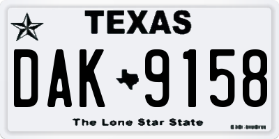TX license plate DAK9158