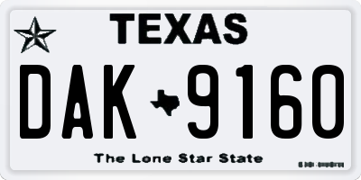 TX license plate DAK9160