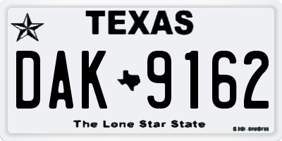 TX license plate DAK9162