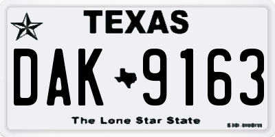 TX license plate DAK9163