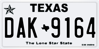TX license plate DAK9164