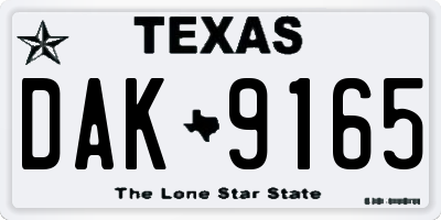 TX license plate DAK9165
