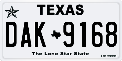 TX license plate DAK9168