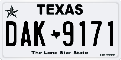 TX license plate DAK9171