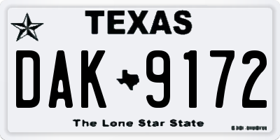 TX license plate DAK9172
