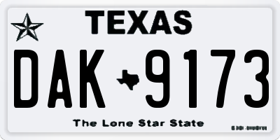 TX license plate DAK9173