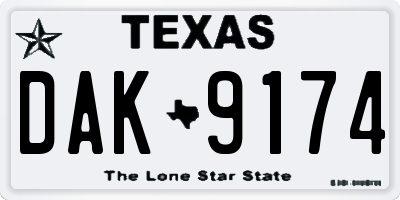 TX license plate DAK9174