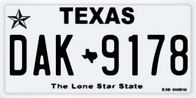 TX license plate DAK9178