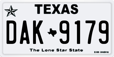 TX license plate DAK9179
