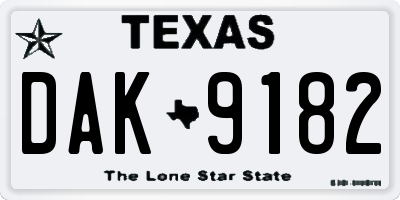 TX license plate DAK9182