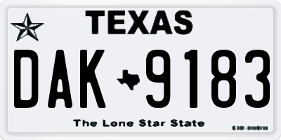 TX license plate DAK9183