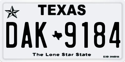 TX license plate DAK9184