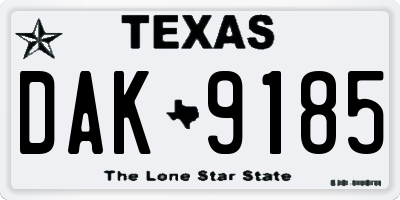 TX license plate DAK9185