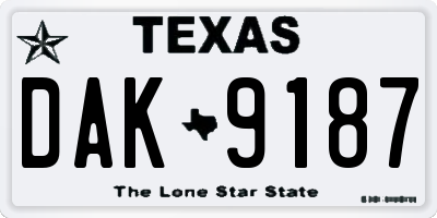 TX license plate DAK9187