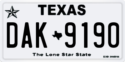 TX license plate DAK9190