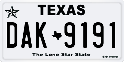 TX license plate DAK9191