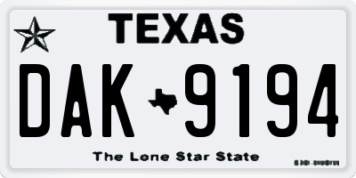 TX license plate DAK9194