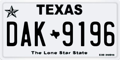 TX license plate DAK9196