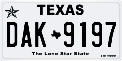 TX license plate DAK9197