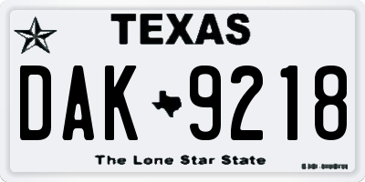 TX license plate DAK9218