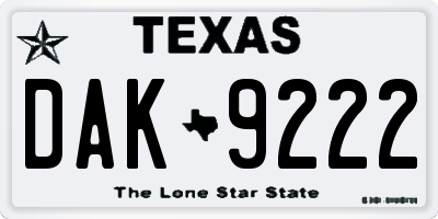 TX license plate DAK9222