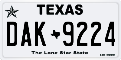 TX license plate DAK9224