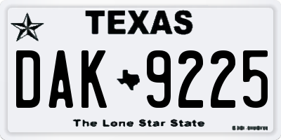 TX license plate DAK9225