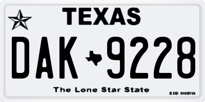 TX license plate DAK9228