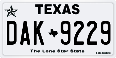TX license plate DAK9229