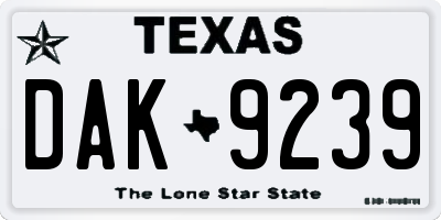 TX license plate DAK9239