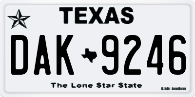 TX license plate DAK9246
