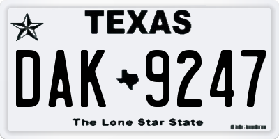 TX license plate DAK9247