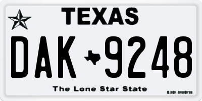 TX license plate DAK9248