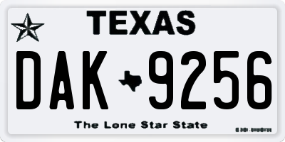 TX license plate DAK9256