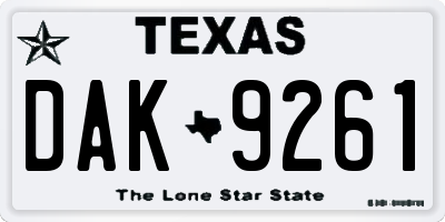 TX license plate DAK9261