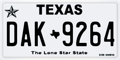 TX license plate DAK9264