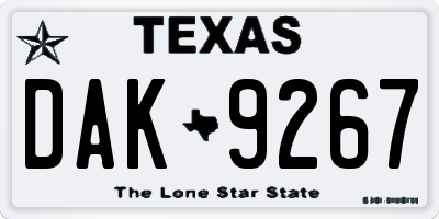 TX license plate DAK9267